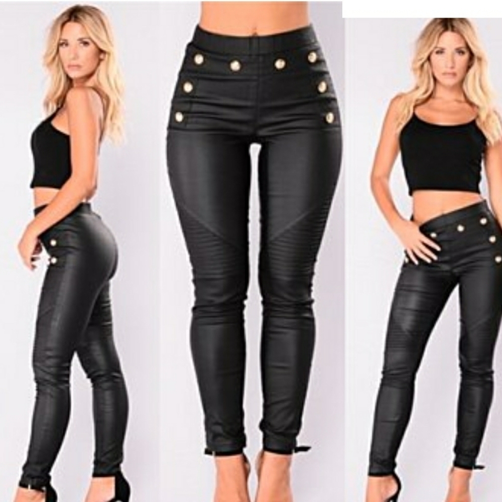 NWOT! Pu Leather Moto leggins